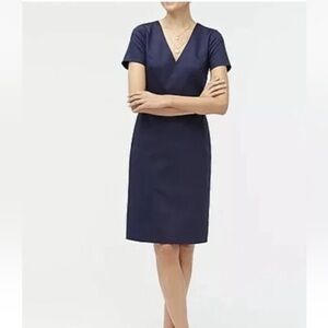 J. Crew Navy V Neck Cap Sleeve Dress Sheath Size 8 NWOT